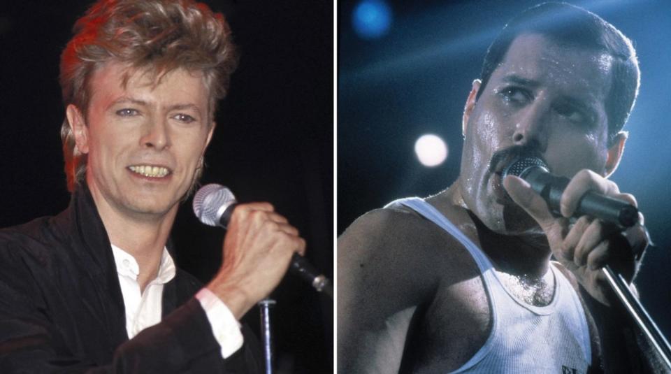 In "Under Pressure" entstand 1982 aus Freddie Mercurys Lyrik- und David Bowies Gesangstalent ein starkes Werk, das den permanenten Druck in dieser Welt beklagt und die Liebe als einzigen Ausweg darstellt. Ein echtes Highlight, sowohl für Queen als auch für Bowie. (Bild: Patrick Riviere/Getty Images/Capitol/EMI)