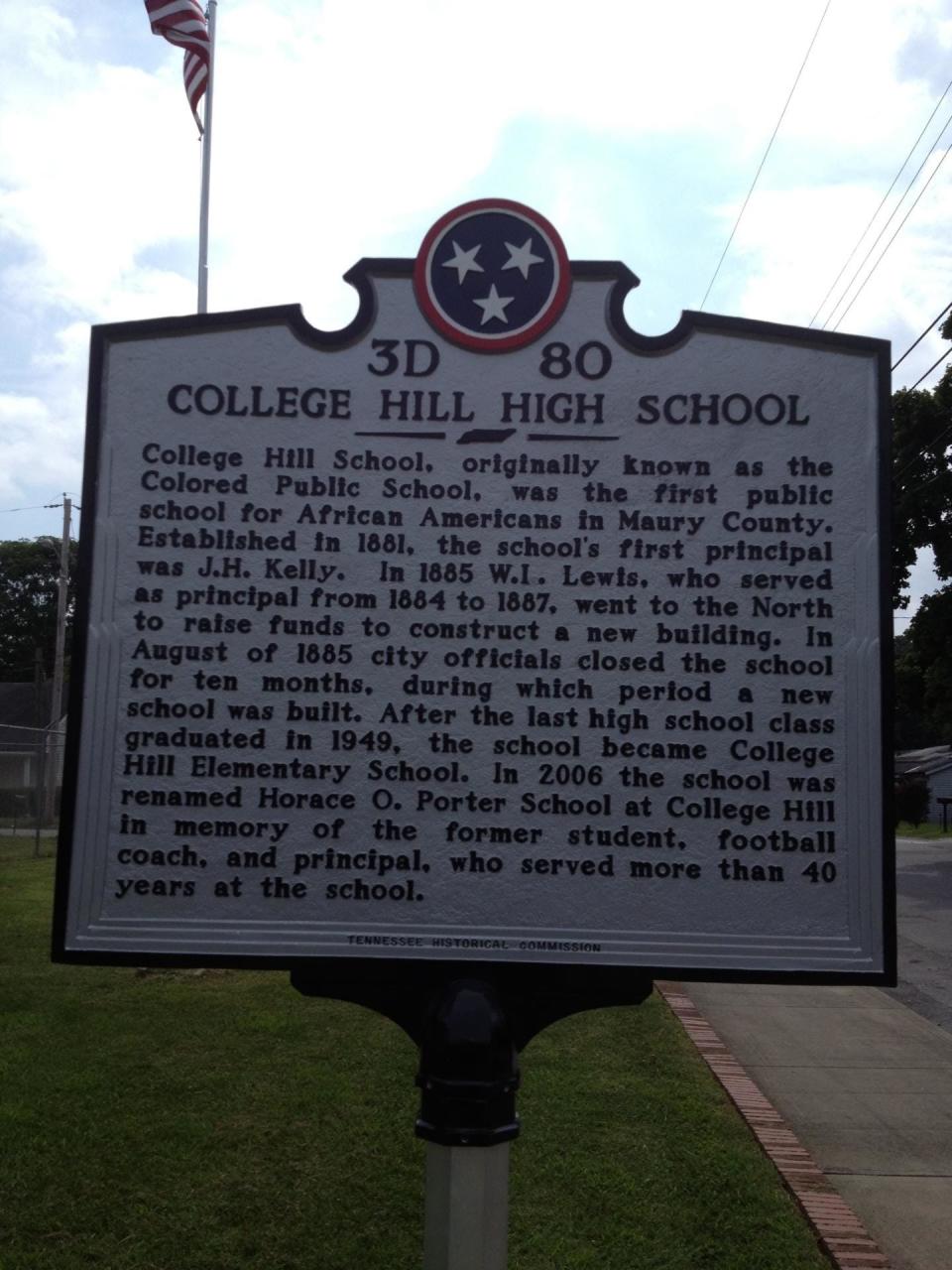 College Hill Historic Marker
