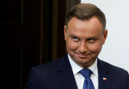 Polish President Andrzej Duda looks on during his announcement at Presidential Palace in Warsaw, Poland August 16, 2018.REUTERS/Kacper Pempel/Files