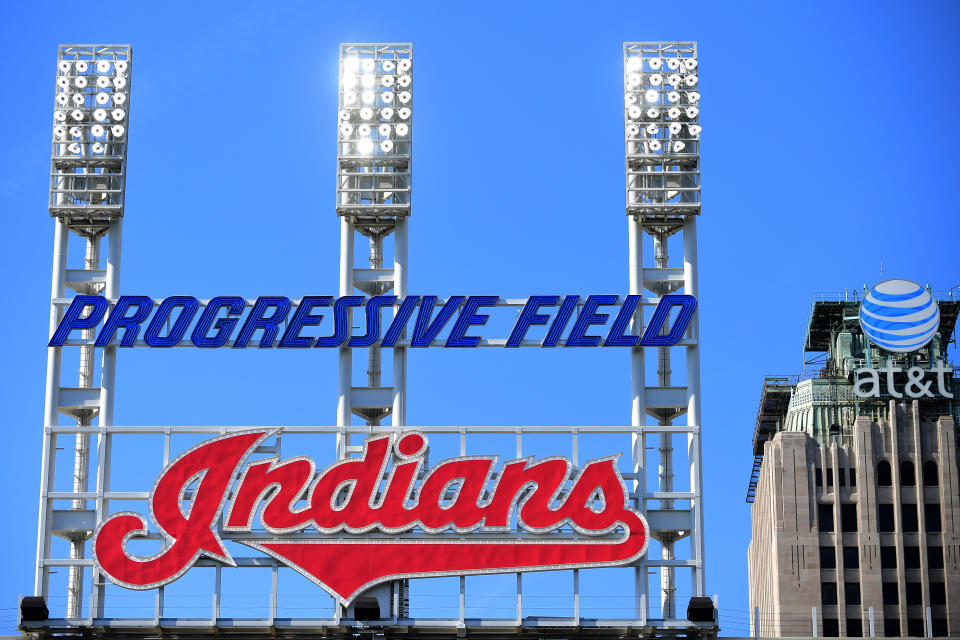 A view of the lights during a game at Progressive Field on September 27, 2021 in Cleveland, Ohio. / Credit: / Getty Images