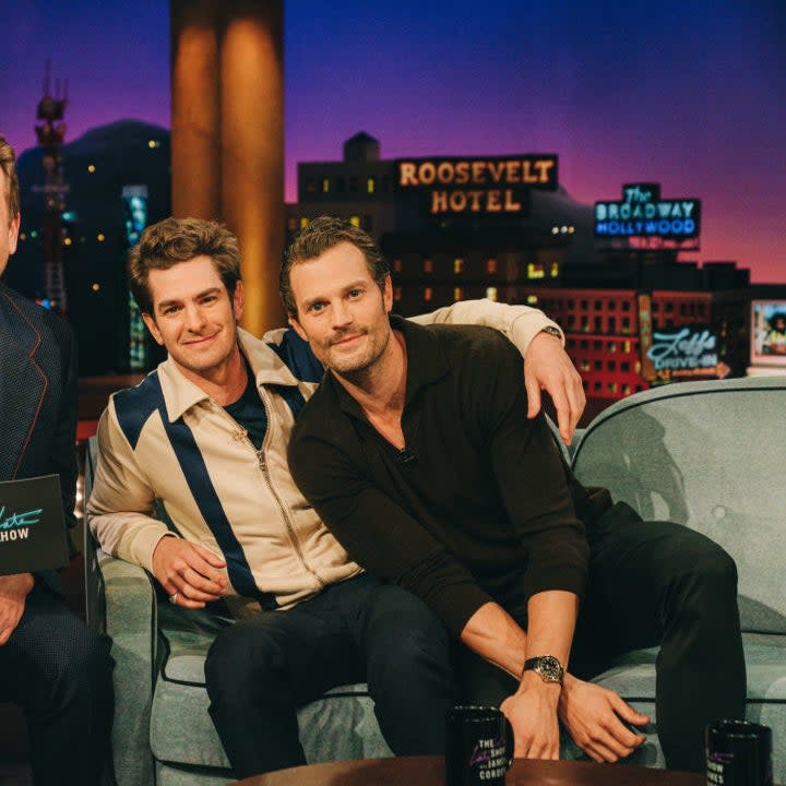 Andrew Garfield and Jamie Dornan interviewing with James Cordon