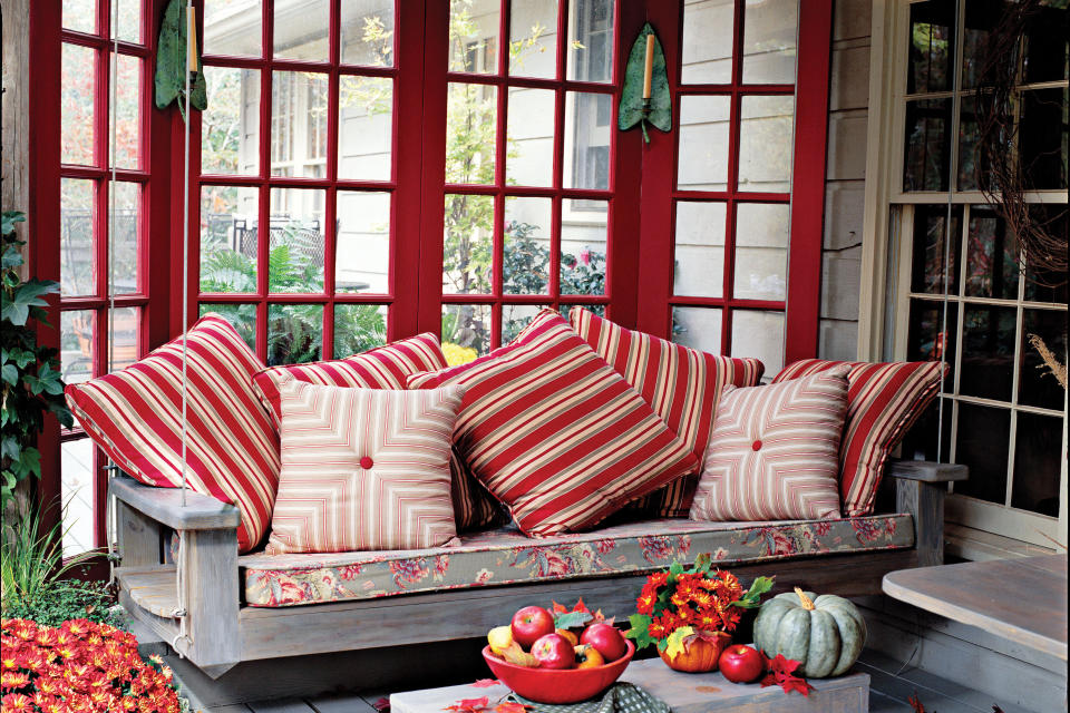 Bright Red Porch Swing