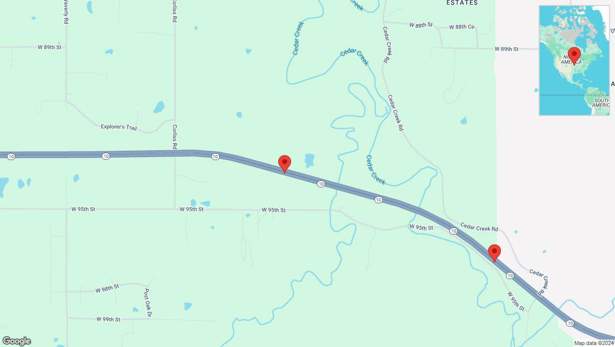 A detailed map that shows the affected road due to 'Left lane on K-10 closed in De Soto' on September 16th at 4:09 p.m.