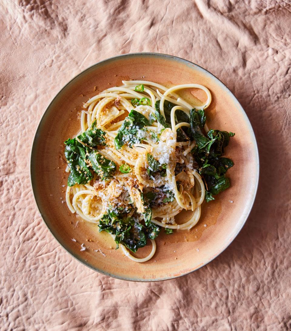 Bucatini With Swiss Chard and Garlicky Breadcrumbs