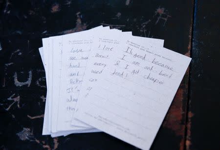 Customer feedback notes inside The Apollo Pizzeria, in London, Britain, January 22, 2019. REUTERS/Henry Nicholls