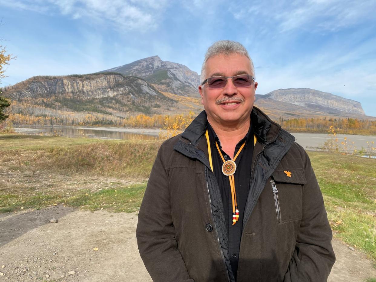 N.W.T. MP Michael McLeod in Nahanni Butte on Sept. 30, 2023.  (Jenna Dulewich/CBC - image credit)