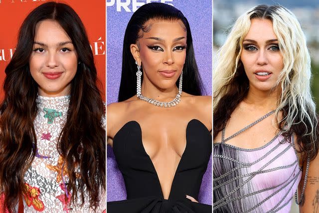 <p>Jon Kopaloff/Getty Images; Amy Sussman/FilmMagic; Arturo Holmes/Getty Images</p> Olivia Rodrigo; Doja Cat; Miley Cyrus