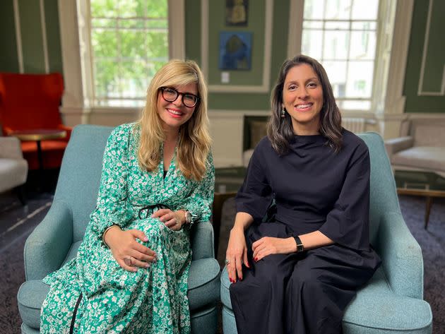 Nazanin Zaghari-Ratcliffe and Emma Barnett before taking part in an interview for BBC Radio 4's Woman's Hour. (Photo: Lorian Reed Drake/BBC via PA Media)