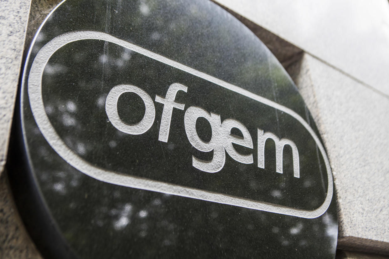 The ofgem sign. Ofgem regulate the electricity and gas markets in Great Britain. (Photo by In Pictures Ltd./Corbis via Getty Images)