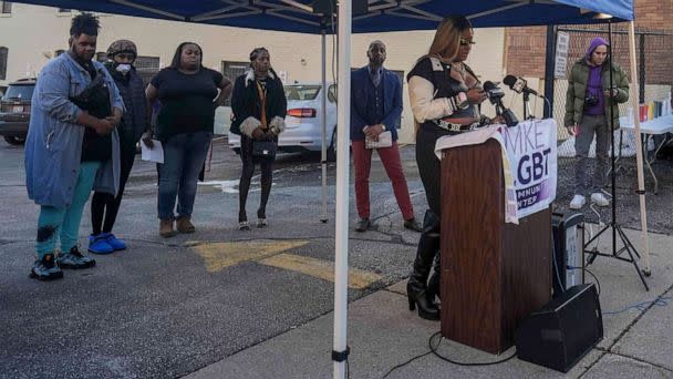 PHOTO: Elle Halo speaks during the vigil for Cashay Henderson, a transgender woman who died by homicide, on March 1, 2023. (Ebony Cox/Milwaukee Journal Sentinel via USA Today Network)