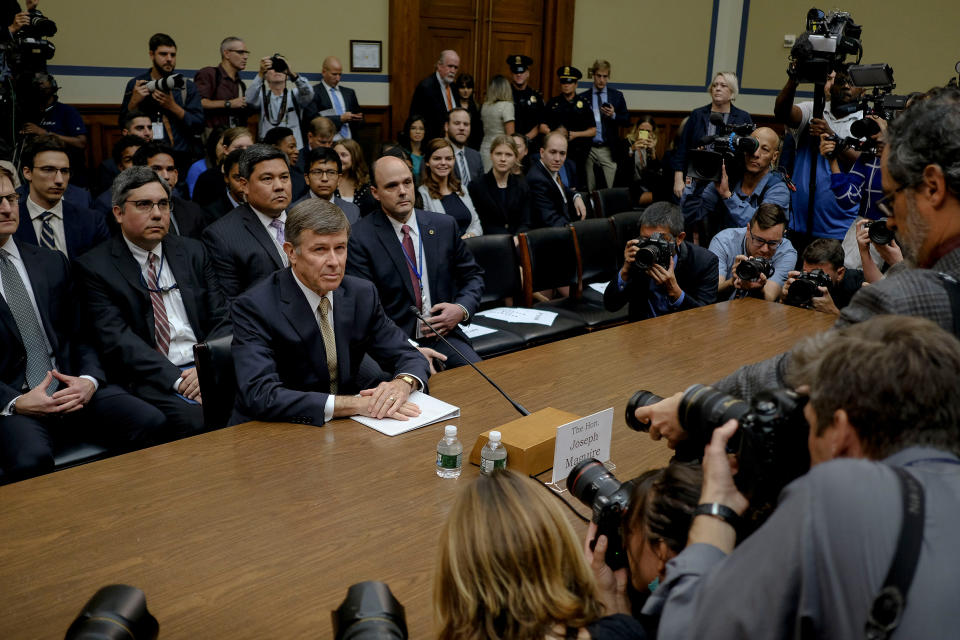 Acting Director of National Intelligence Joseph Maguire enters the House Intelligence Permanent Select Committee hearing room to testify on the whistleblower at the Rayburn House Office Building on Capitol Hill in Washington, D.C. on Sept. 26, 2019. | Gabriella Demczuk for TIME