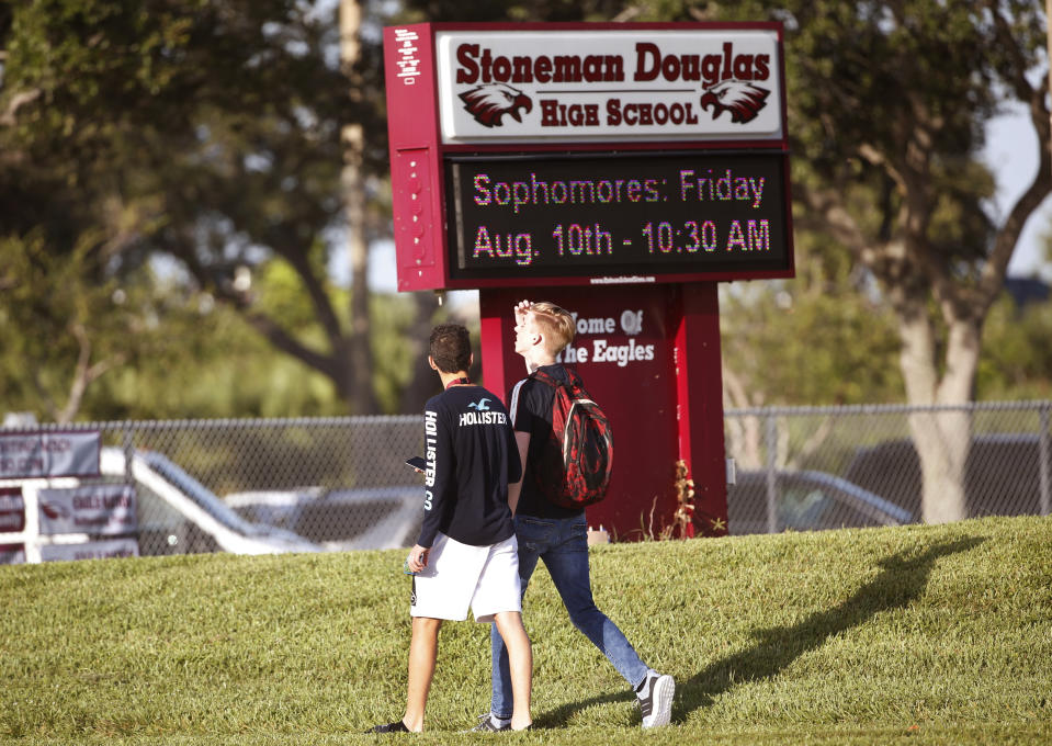 Marjory Stoneman Douglas won its first home football game since February’s massacre claimed 17 lives by a margin of 17 points. (AP/file)