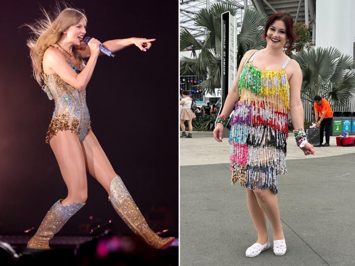 The Swiftie who wore a 13-pound dress made of friendship bracelets