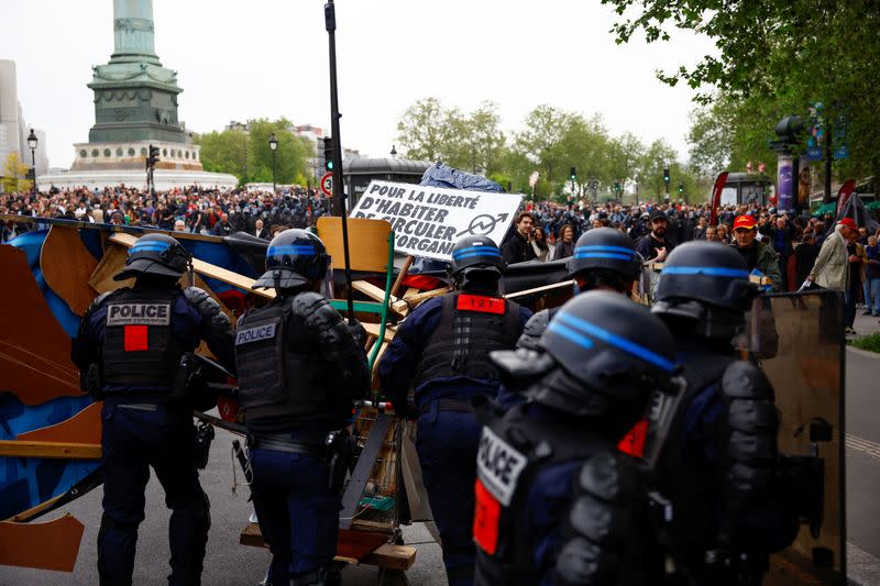 Traditional May Day labour union march in Paris