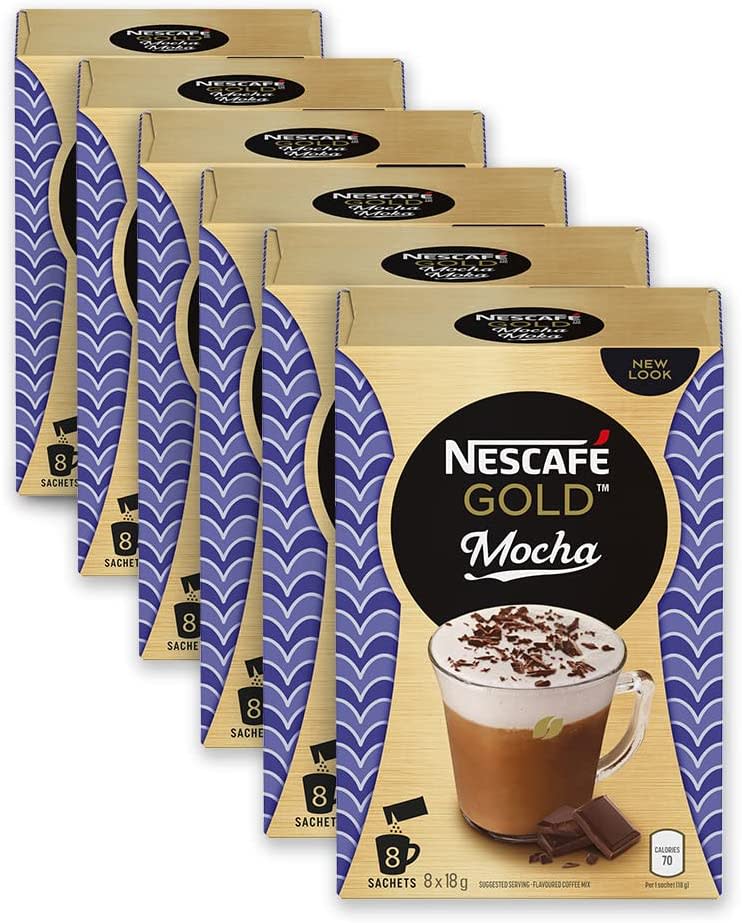 NESCAFÉ Gold Mocha Instant Coffee, 6 Pack. Image via Amazon.