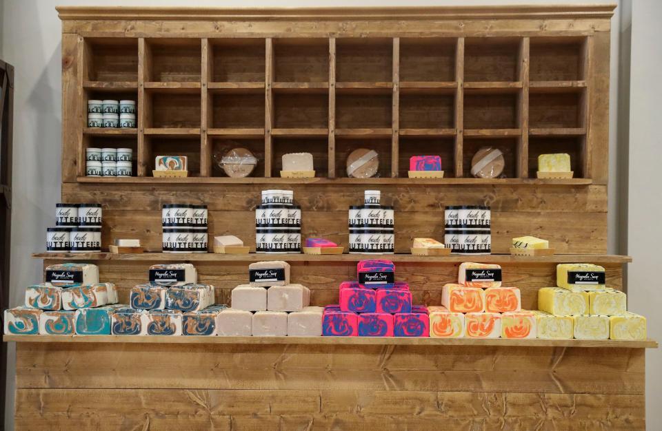 Bars of soap and jars of body butter are displayed on May 19 at Magnolia Soap and Bath Co. at 320 N. Third St. in Wausau. The shop is scheduled to open on June 2.