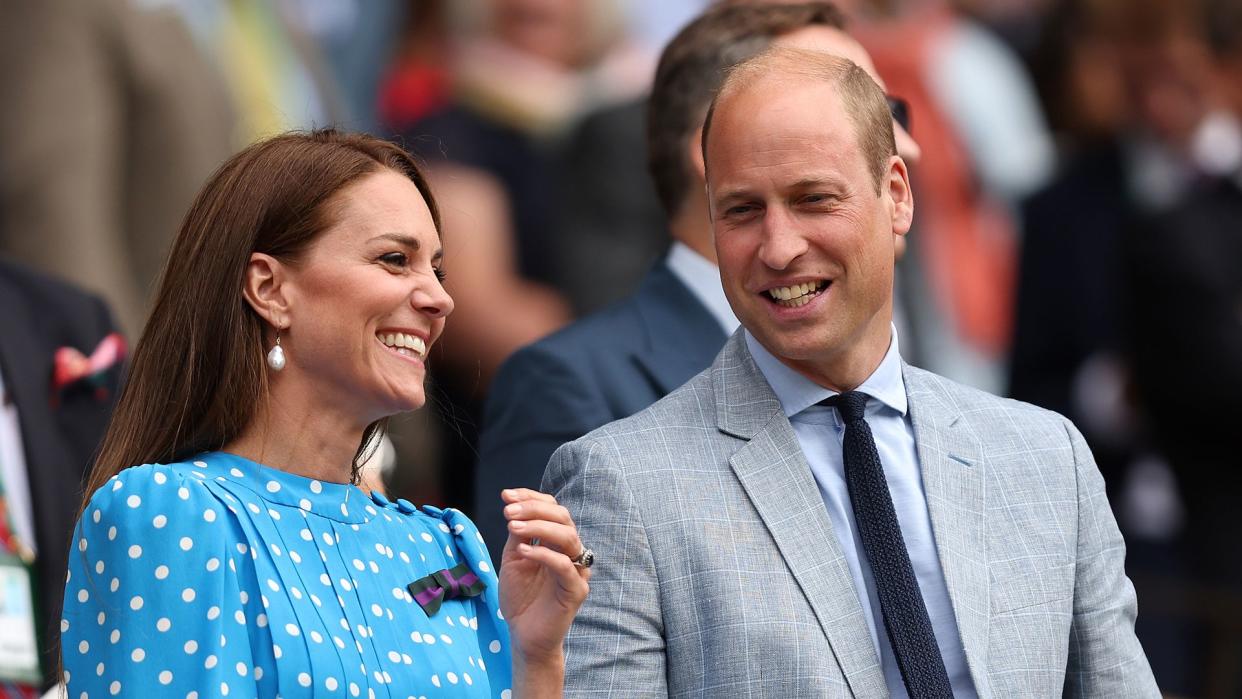 William smiling at Kate at Wimbledon 2022