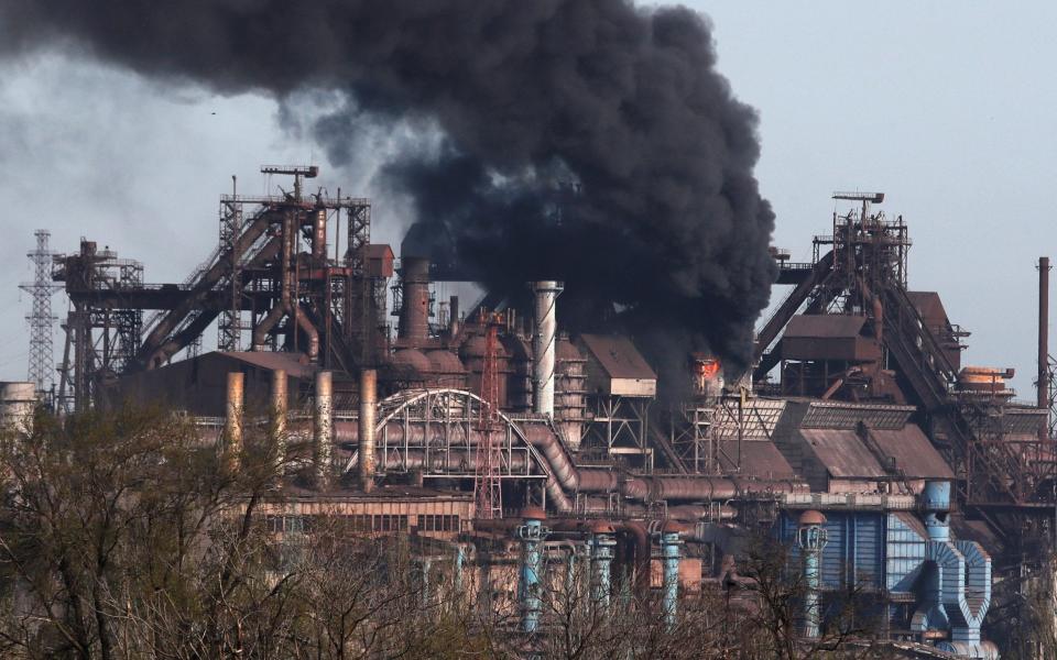 Smoke rises following Russian attack on Azovstal steelworks - ALEXANDER ERMOCHENKO/REUTERS