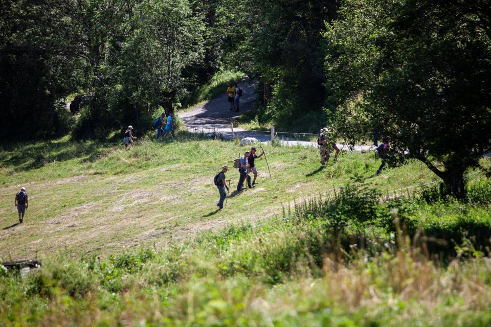 Vernet, France. 10th July, 2023. A group of volunteers looking for little Emile. French police are engaged in an extensive air and land search for a missing two-year-old boy who disappeared from a village in the south of the country at the weekend. The toddler, Émile, was playing in the garden of his grandparents' house in a hamlet just outside Le Vernet in the Alpes-de-Haute-Provence between Grenoble and Nice when he vanished on Saturday afternoon. Vernet, France, July 10, 2023. Photo by Thibaut Durand/ABACAPRESS.COM Credit: Abaca Press/Alamy Live News