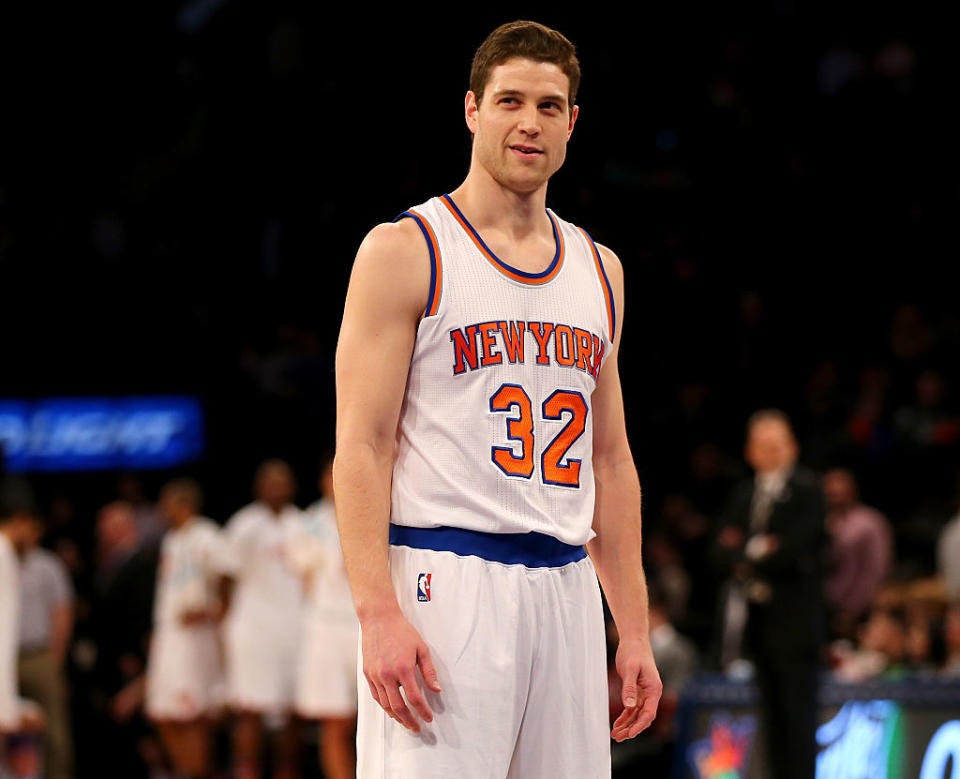 Jimmer Fredette looks on. (Elsa/Getty Images)