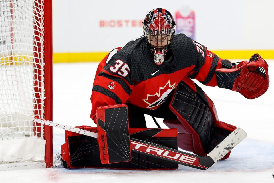 Team Canada goaltender Ann-Renée Desbiens will make her return to the national team for two Rivalry Series games in December after missing the first two games of the series. (Steph Chambers/Getty Images - image credit)