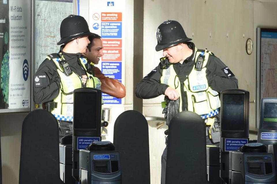 Police at Stratford station during the nationwide lockdown (Evening Standard/eyevine)