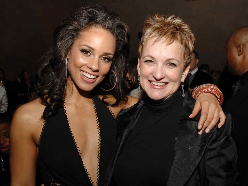 <p>L. Cohen/WireImage</p> Alicia Keys and mother Terria Joseph during the "Smokin