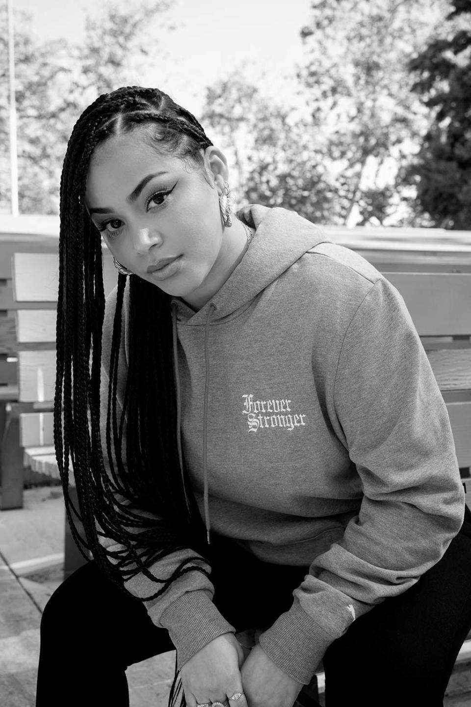 Lauren London in a hoodie from her Puma “Forever Stronger 2” range.
