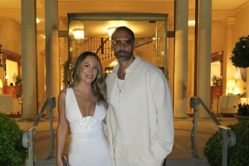 Kate and Rio Ferdinand came dressed to impress for the pre-wedding white party
