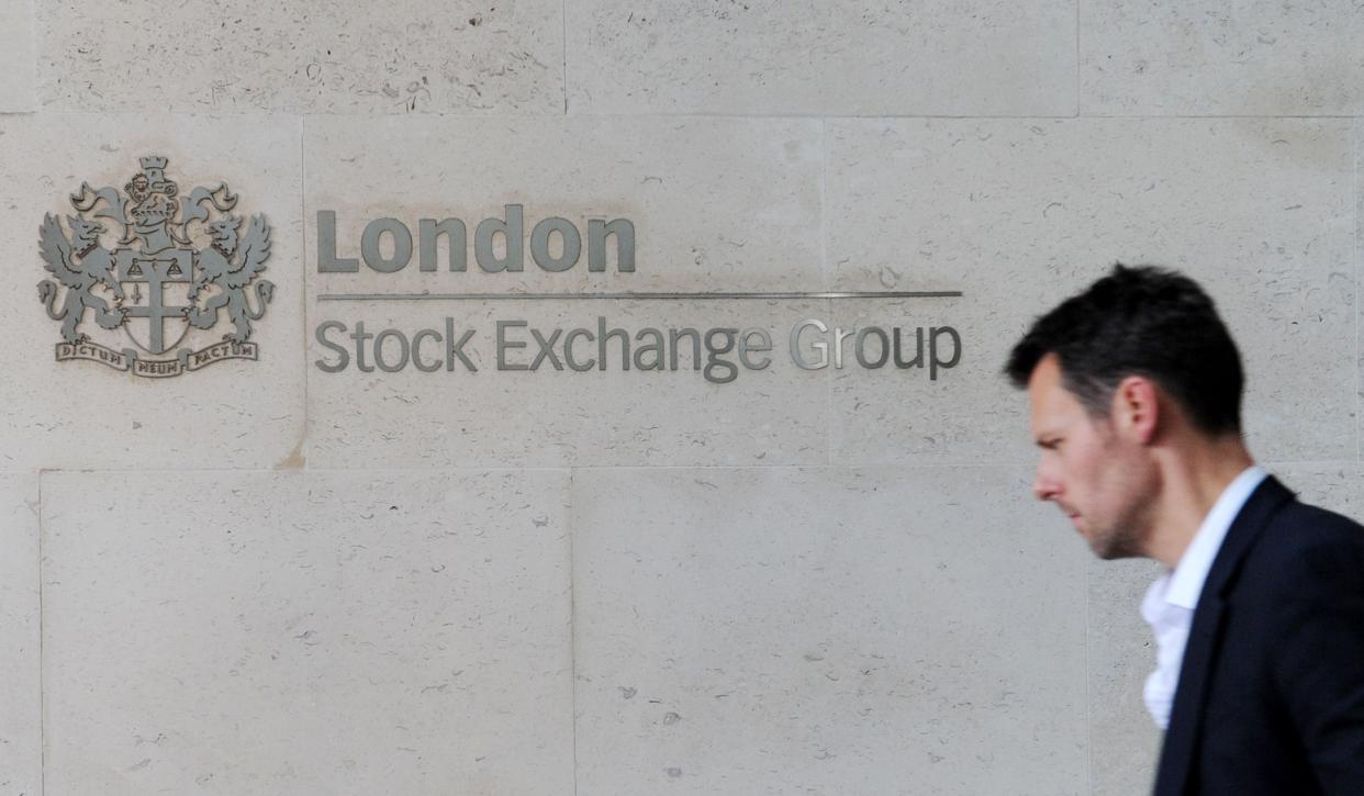 A sign in Paternoster Square outside the London Stock Exchange, as worries over Brexit negotiations have sent the pound tumbling to fresh 31-year lows, but the London market has powered ahead as sterling's woes have buoyed stocks.