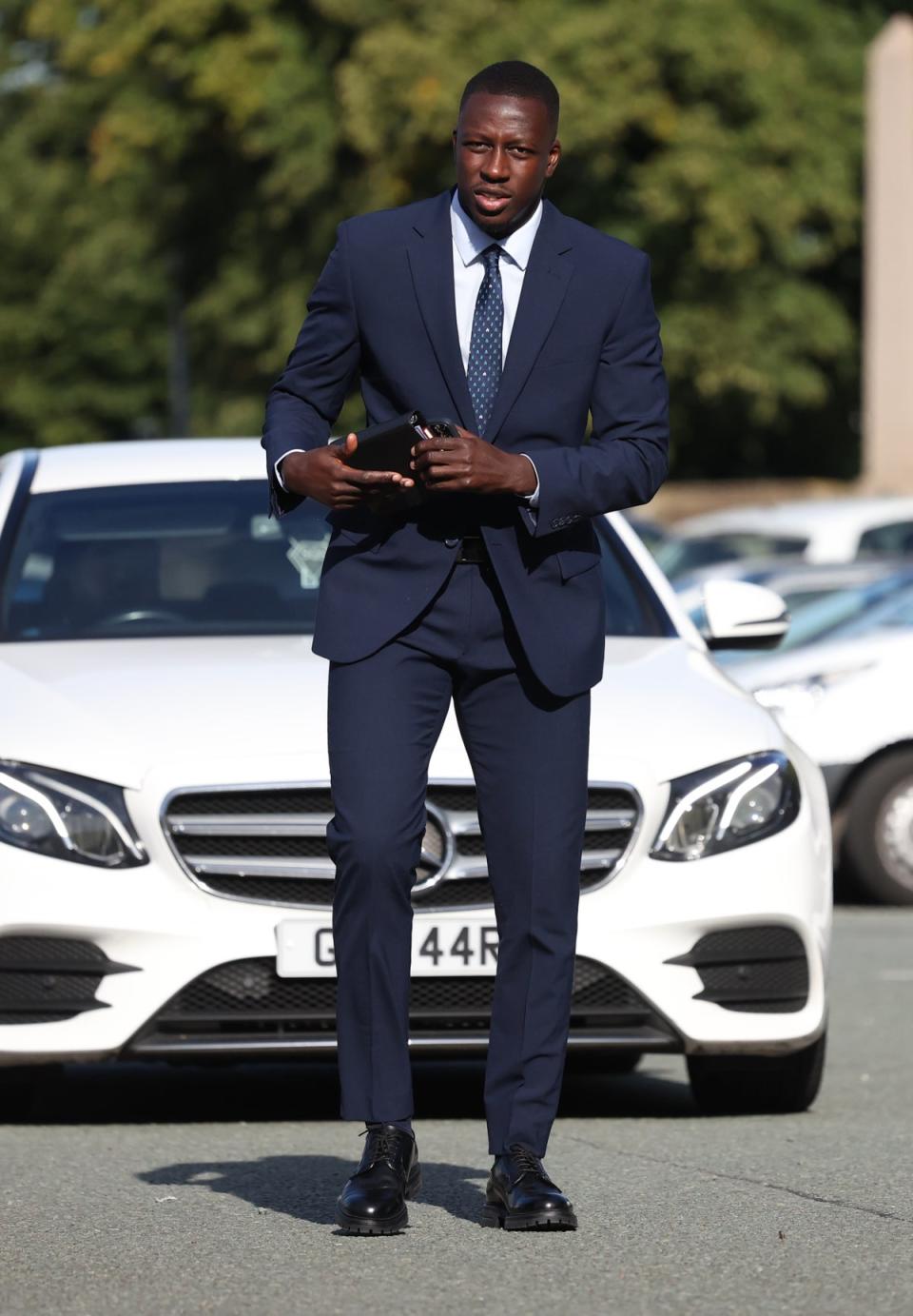 Manchester City footballer Benjamin Mendy arrives at Chester Crown Court where he is accused of eight counts of rape, one count of sexual assault and one count of attempted rape, relating to seven young women (David Rawcliffe/PA) (PA Wire)