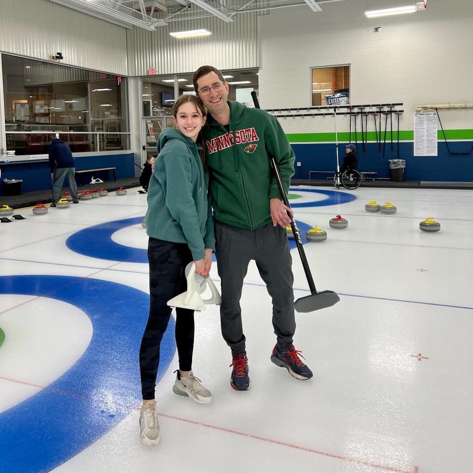 Jillian Lee and her dad, Nate Lee (NSCC President) at a curling event in Blaine, MN.