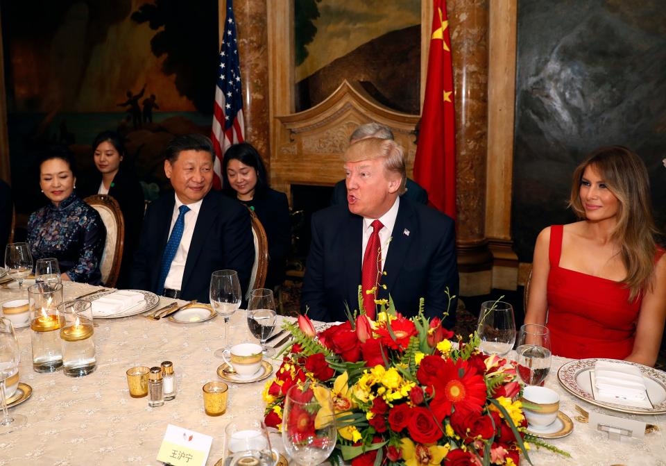 Then-President Donald Trump and Chinese President Xi Jinping met at Mar-a-Lago in April 2017.