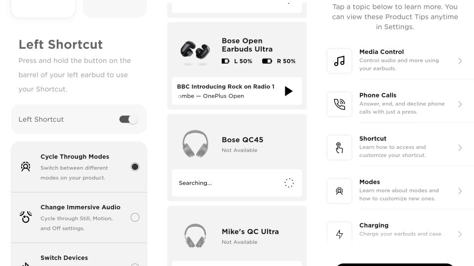 Bose Ultra Open Earphones in Bose Music app on Android