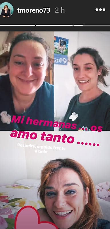  Toñi Moreno haciendo videollamada con sus hermanas