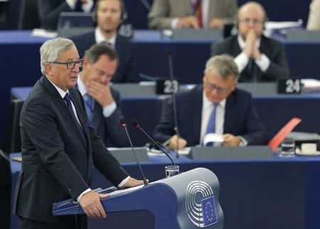 European Commission President Jean-Claude Juncker addresses the European Parliament in Strasbourg, France, September 9, 2015. REUTERS/Vincent Kessler