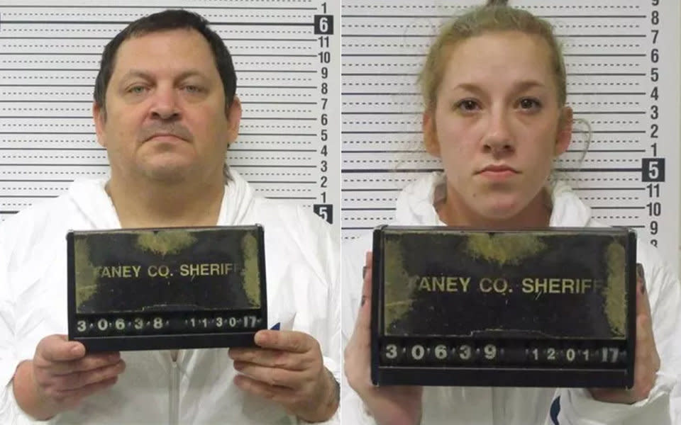 Aubrey Trail left and Bailey Boswell after their arrests in Missouri. (Photo: Taney County Sheriff)