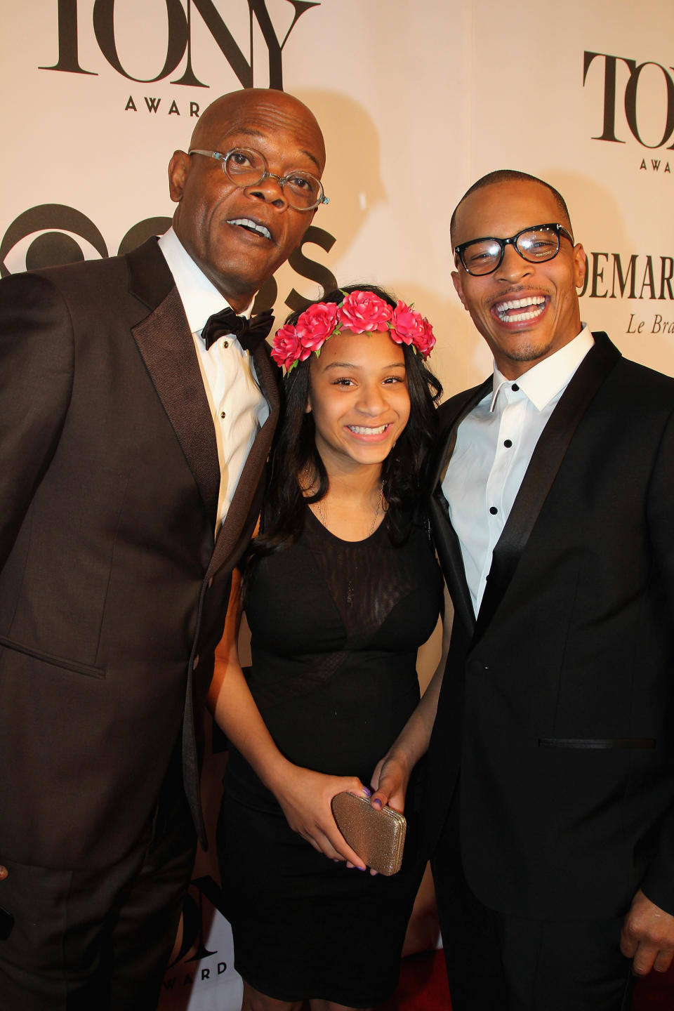 NEW YORK, NY - JUNE 08:  Actor Samuel L. Jackson, Deyjah Imani Harris and T.I. attend the American Theatre Wing's 68th Annual Tony Awards at Radio City Music Hall on June 8, 2014 in New York City.  (Photo by Bruce Glikas/FilmMagic)