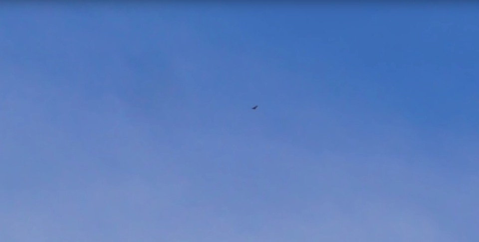 The triangular aircraft looked too small to have anyone in it, say alien seekers. Photo: Youtube/thirdphaseofmoon