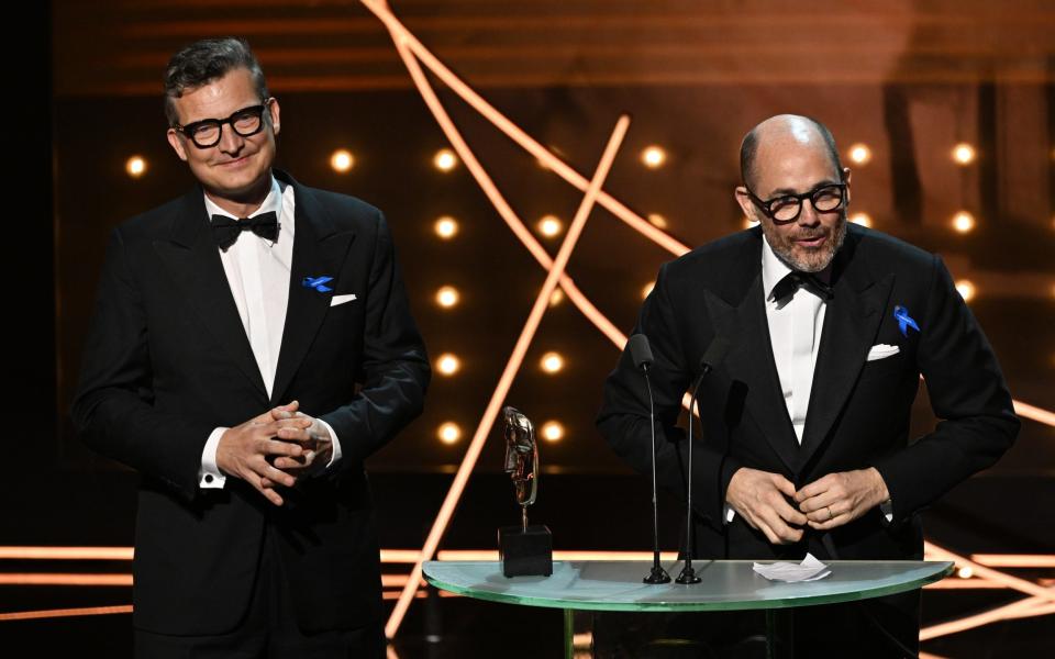 All Quiet on the Western Front's producer Malte Grunert and director Edward Berger accept one of several Baftas - Stuart Wilson/BAFTA/Getty