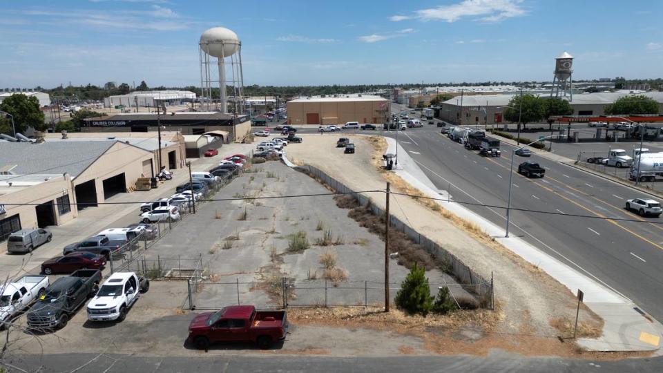 Stanislaus County is working with San Francisco-based nonprofit DignityMoves and Modesto on a $3 million project for 42 units of interim housing for homeless people on city-owned land at 9th and D streets. The site is pictured Tuesday, June 25, 2024. While construction has not yet started, the project is expected to be completed by the end of the year.