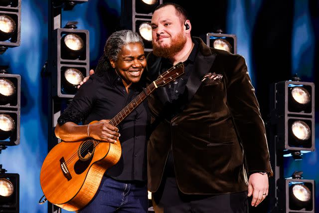 <p>John Shearer/Getty</p> Tracy Chapman and Luke Combs perform onstage during the Grammy Awards on Feb. 4, 2024 in Los Angeles