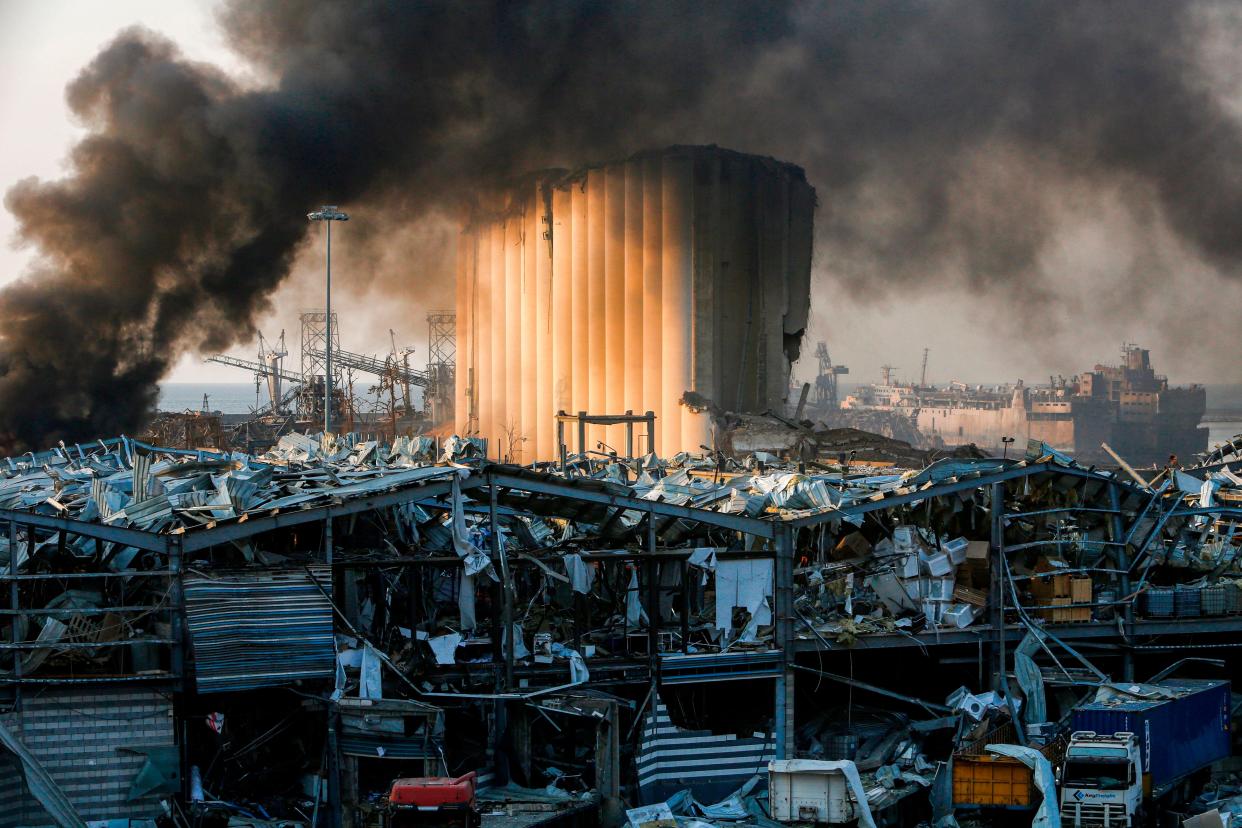 <p>A destroyed silo at the  explosion site in Beirut</p> (AFP via Getty Images)