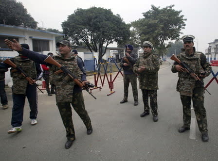 Indian security personnel stand guard inside the Indian Air Force (IAF) base at Pathankot in Punjab, India, January 4, 2016. REUTERS/Mukesh Gupta