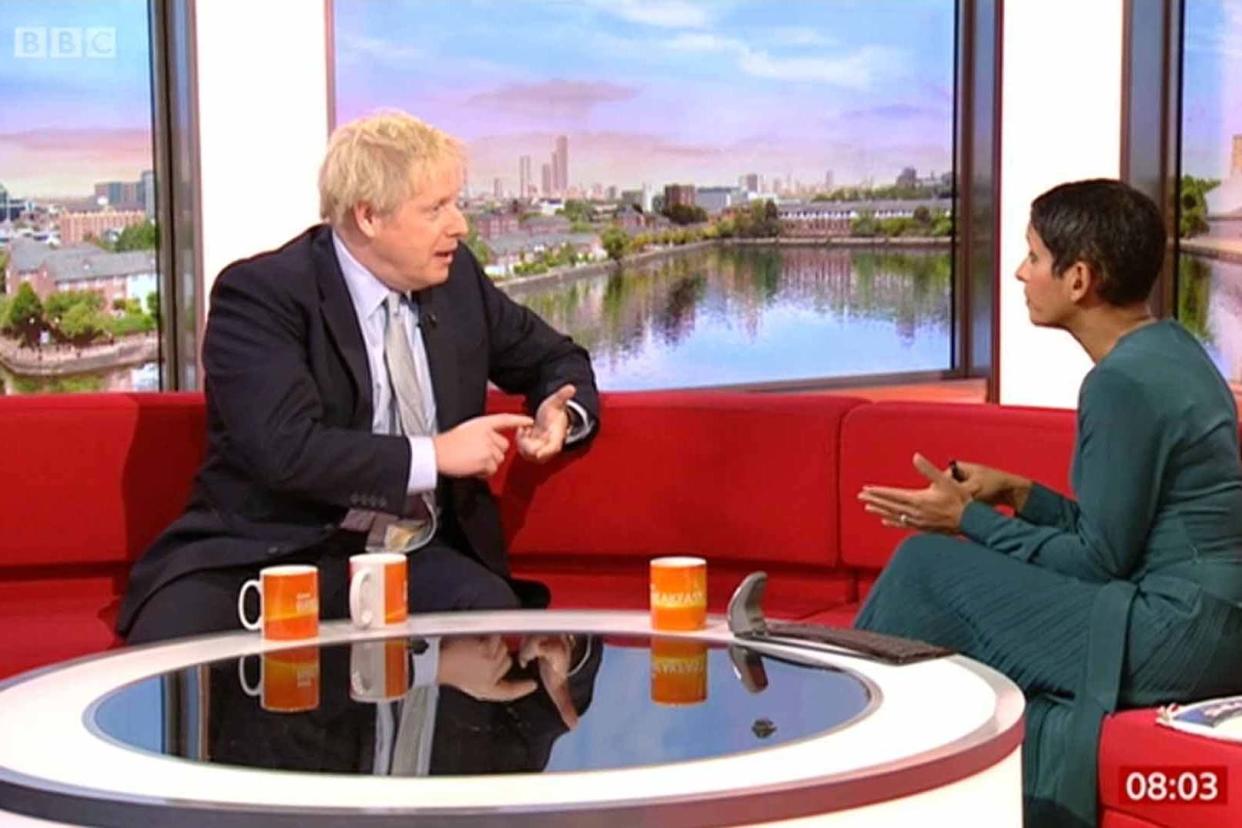 Prime Minister Boris Johnson during an interview with Naga Munchetty: BBC