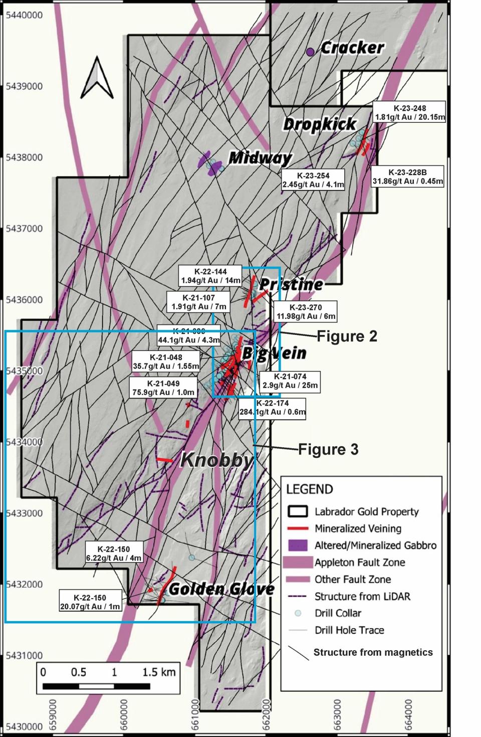 LabGold discoveries along the Appleton Fault Zone.