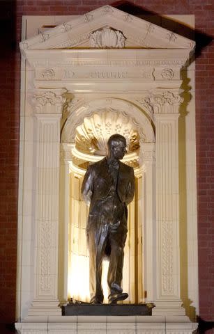 <p>Maja Smiejkowska-WPA Pool/Getty </p> A statue of Prince Philip is unveiled at the Festival of Remembrance at the Royal Albert Hall in London on Nov. 11, 2023.