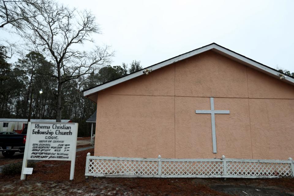 Rhema Christian Fellowship Church on Wildwood Church Road, near Pembroke, Georgia.