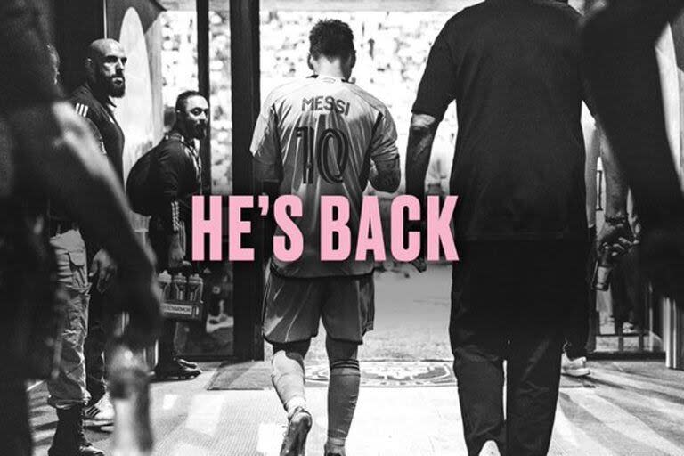 La publicación de Inter Miami confirmando la vuelta de Lionel Messi, ya recuperado de una lesión