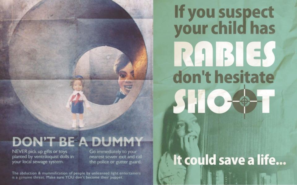 However absurd Scarfolk seems, the rabies poster (r) was accidentally used by the Government last year - Richard Littler